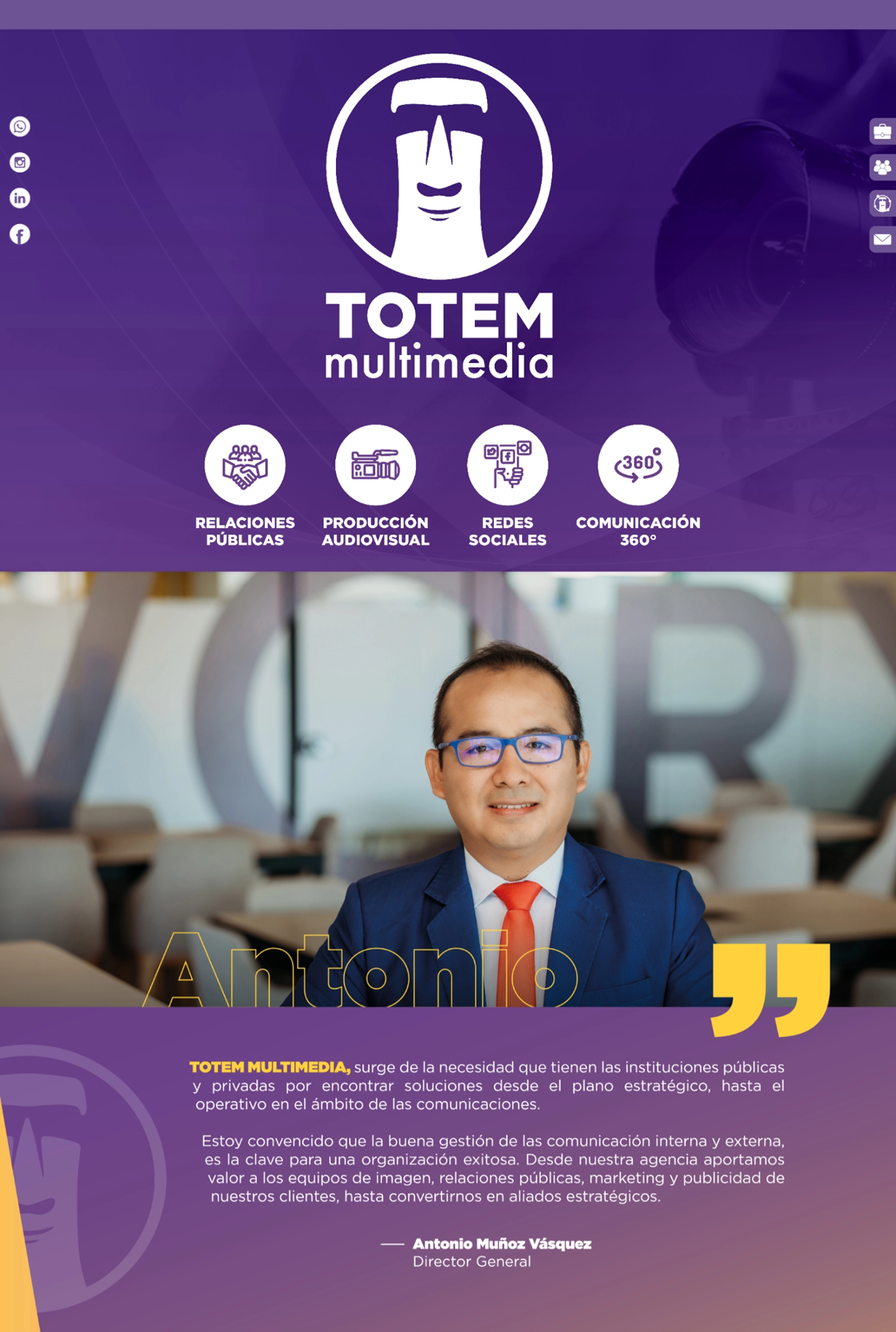 TOTEM Multimedia Landing Page